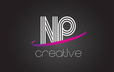 NP N P harfi Logo Tasarım hatları ve mor Swoosh.