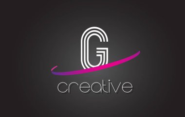 G harfi Logo Tasarım hatları ve mor Swoosh.