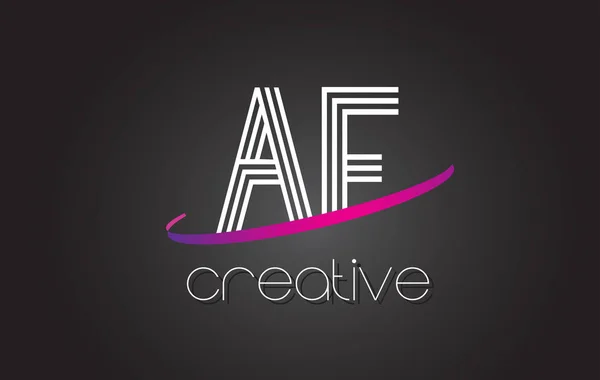 AF A F lettre logo avec lignes design et violet Swoosh . — Image vectorielle