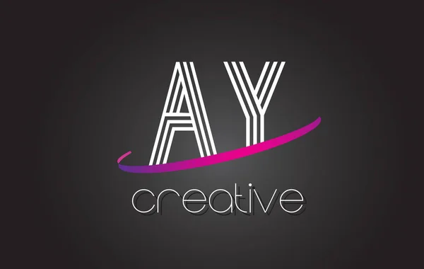 AY Y лист логотип з лініями дизайну і фіолетовий галочка. — стоковий вектор