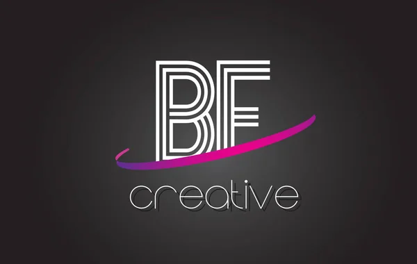 BF B F Letter Logo with Lines Design And Purple Swoosh. — Stock Vector