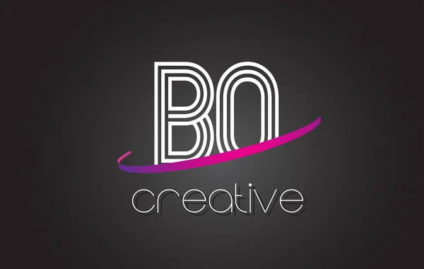 Бо B O лист логотип з ліній дизайн і фіолетовий галочка. — стоковий вектор