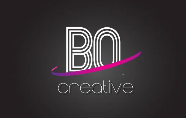 BQ B Q Letter Logo with Lines Design And Purple Swoosh. — Stock Vector