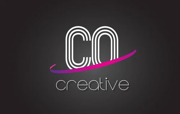 CO C O Lettre Logo avec lignes Design et violet Swoosh . — Image vectorielle