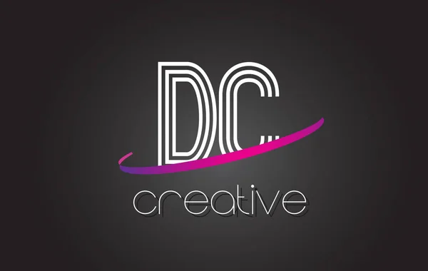 Dc d c letter logo mit linien design und lila swoosh. — Stockvektor