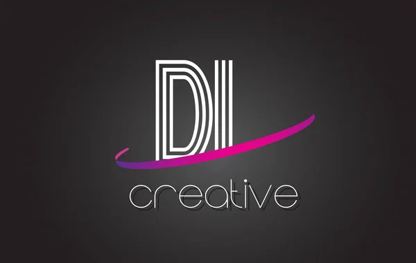 Dl d l letter logo mit linien design und lila swoosh. — Stockvektor