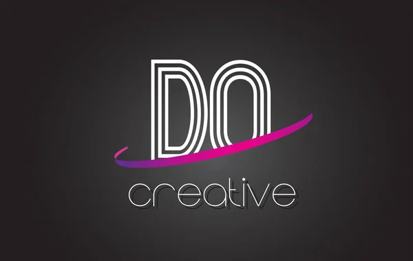 DO D O Letra Logo con líneas de diseño y púrpura Swoosh . — Archivo Imágenes Vectoriales