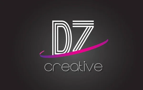 DZ D Z Letter Logo with Lines Design and Purple Swoosh . — стоковый вектор