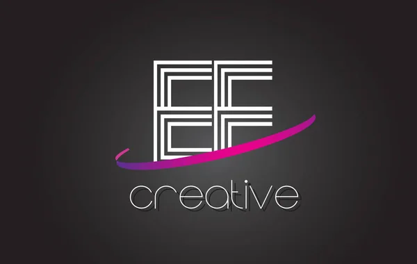 Ee E E 文字ロゴ デザインと紫色のシューッという音. — ストックベクタ