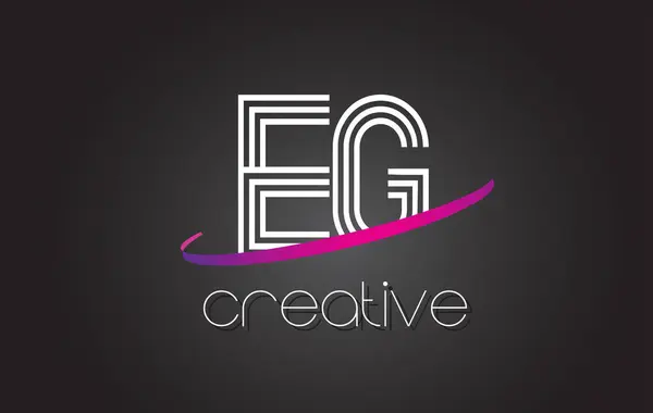 例えば E G 文字ロゴのデザインと紫色のシューッという音. — ストックベクタ