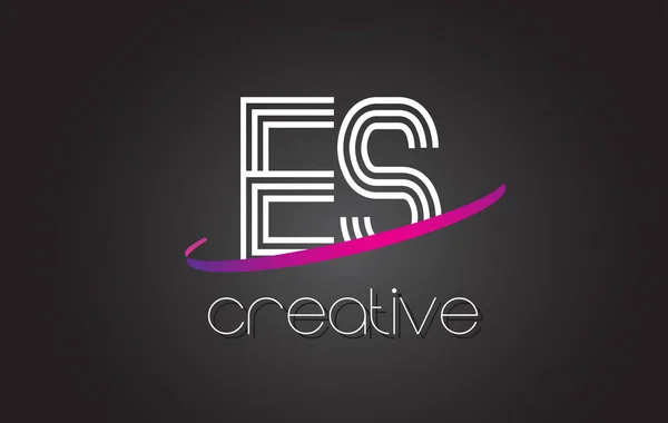 Es E S 문자 로고 디자인 라인과 보라색 Swoosh. — 스톡 벡터