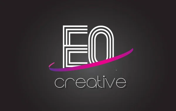 Logo lettre EQ E Q avec design de lignes et swoosh violet . — Image vectorielle