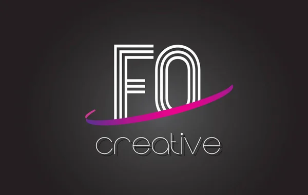 Logo FO F O Letter avec design de lignes et swoosh violet . — Image vectorielle