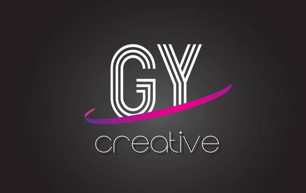 GY G Y Letter Logo with Lines Design And Purple Swoosh. — Stock Vector