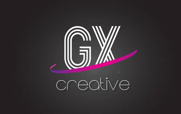 GX G X Letter Logo with Lines Design And Purple Swoosh. — Stock Vector