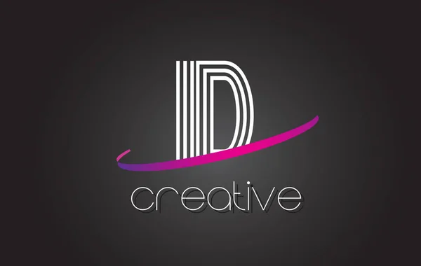 Identyfikator I D list Logo z linii Design i fioletowy Swoosh. — Wektor stockowy