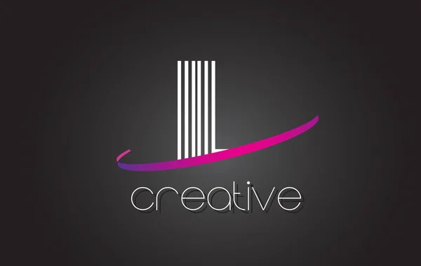 Logo IL I L Letter avec design de lignes et swoosh violet . — Image vectorielle