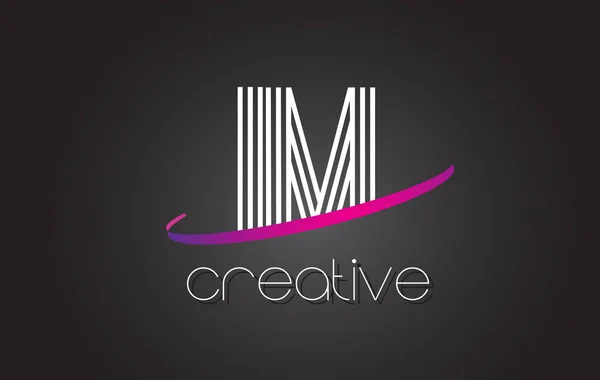 IM I M Lettre Logo avec lignes Design et violet Swoosh . — Image vectorielle