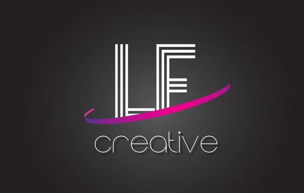 Logo lettre LF L F avec design de lignes et swoosh violet . — Image vectorielle