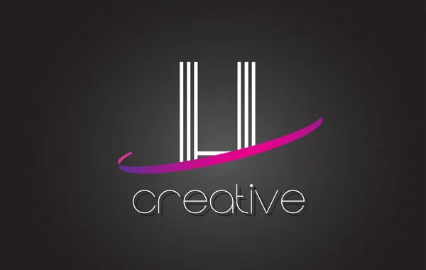 Лі L я лист логотип з ліній дизайн і фіолетовий галочка. — стоковий вектор