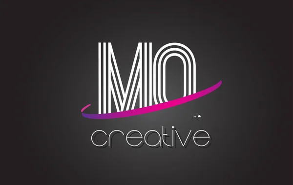 MQ M Q brief Logo met lijnen ontwerp en paars Swoosh. — Stockvector