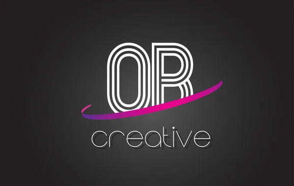 Logotipo de la letra de OB O B con diseño de líneas y swoosh púrpura . — Vector de stock