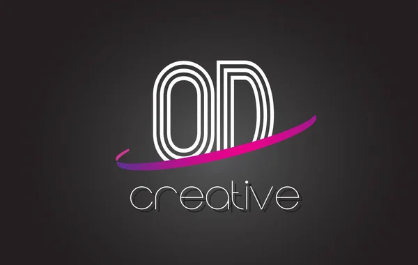 Od O D brief Logo met lijnen ontwerp en paars Swoosh. — Stockvector