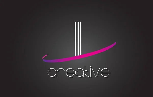 I lettre logo avec lignes conception et pourpre Swoosh . — Image vectorielle