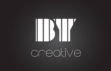 B Y harfi Logo Tasarım ile beyaz ve siyah çizgiler. 