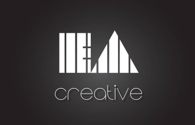 EA E A mektup Logo tasarımı ile beyaz ve siyah çizgiler. 