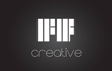 FF F F harf Logo tasarımı ile beyaz ve siyah çizgiler. 