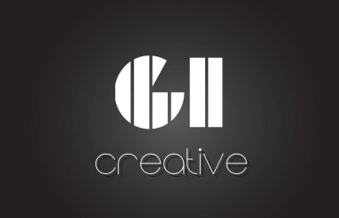 Gi G Logo tasarımı beyaz ile mektup ve siyah çizgiler. 