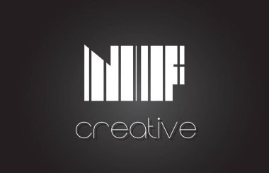 NF N F Letter Logo Design With White and Black Lines.  clipart