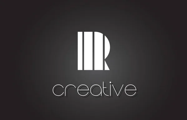 R brief Logo ontwerp met witte en zwarte lijnen. — Stockvector