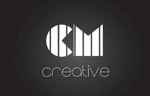 Cm C M 문자 로고 디자인 화이트와 블랙 라인. — 스톡 벡터