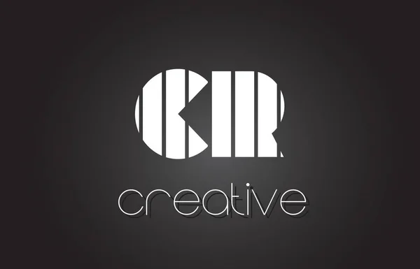 CR C R list Logo Design z białe i czarne linie. — Wektor stockowy