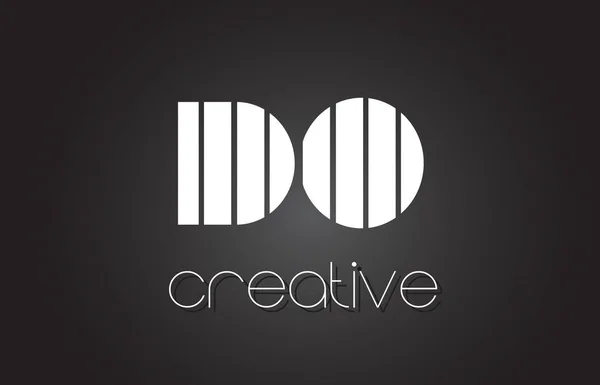 DO D O Letter Logo Design con linee bianche e nere . — Vettoriale Stock