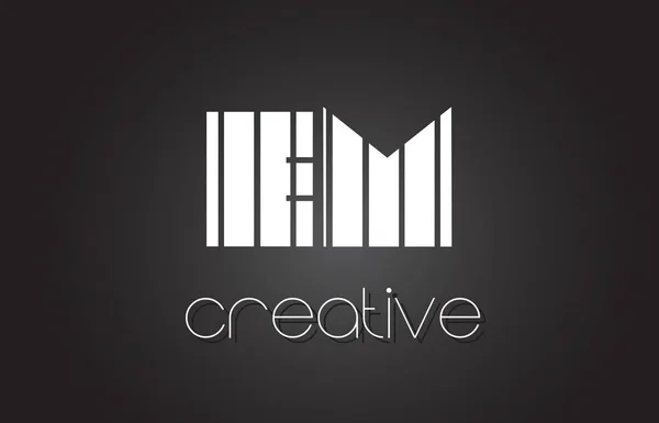 Em E M brief Logo ontwerp met witte en zwarte lijnen. — Stockvector