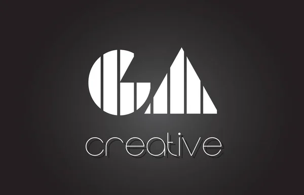 Ga G 文字ロゴ デザインを白と黒のライン. — ストックベクタ