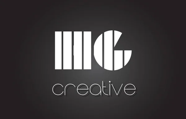 HG H G Carta Logo Design com linhas brancas e pretas . — Vetor de Stock
