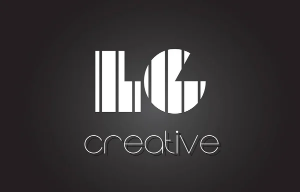 LG L G Carta Logo Design com linhas brancas e pretas . — Vetor de Stock