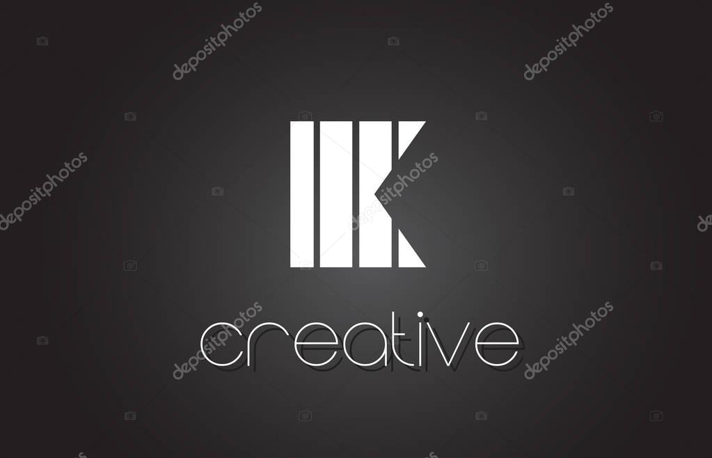 K Creative Letter Logo Design With White and Black Lines.