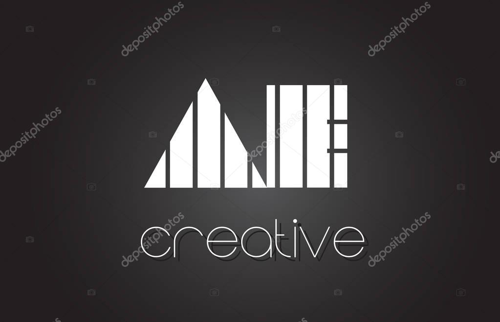 AE A D Creative Letter Logo Design With White and Black Lines.