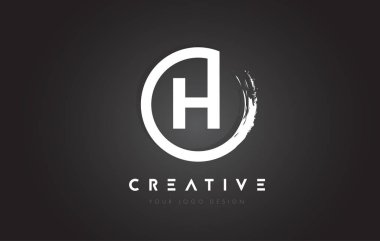 H dairesel mektup Logo ile daire fırça çizmek ve siyah Backgr
