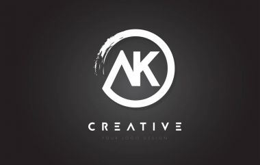 AK dairesel mektup Logo ile daire fırça çizmek ve siyah Backg