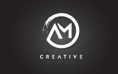 Dairesel mektup Logo ile daire fırça çizmek ve siyah Backg dilerim