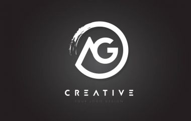 AG daire mektup Logo ile daire fırça çizmek ve siyah Backg
