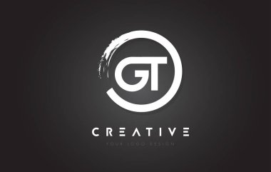 Gt daire mektup Logo ile daire fırça çizmek ve siyah Backg
