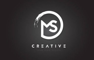MS daire mektup Logo ile daire fırça çizmek ve siyah Backg