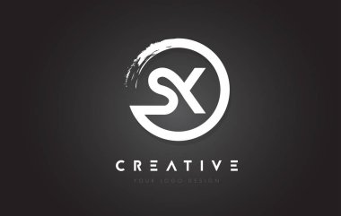 SX daire mektup Logo ile daire fırça çizmek ve siyah Backg